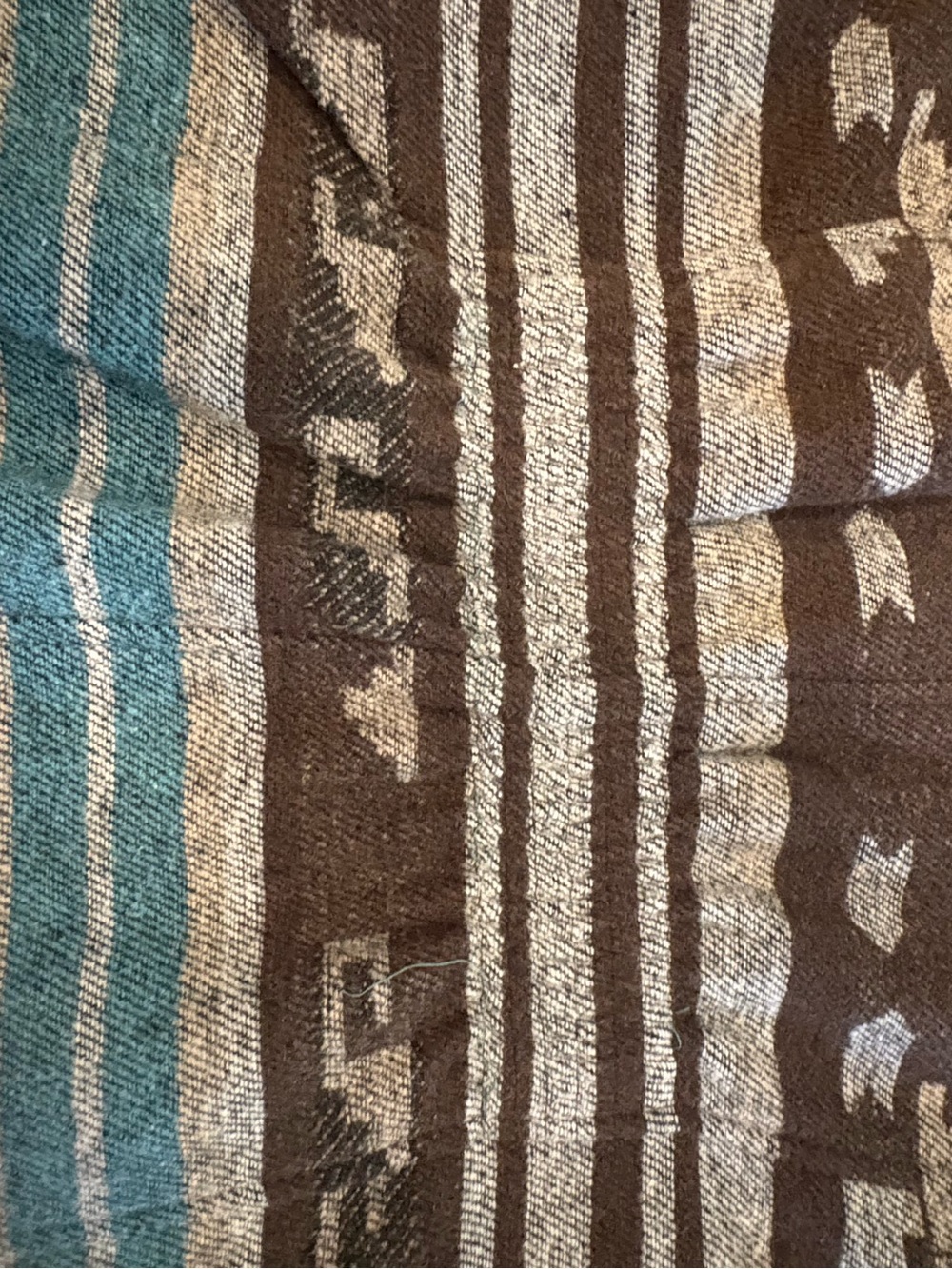 Sleeveless Zip-Front Wool Blend Vest in Brown & Teal - Picture 7 of 7